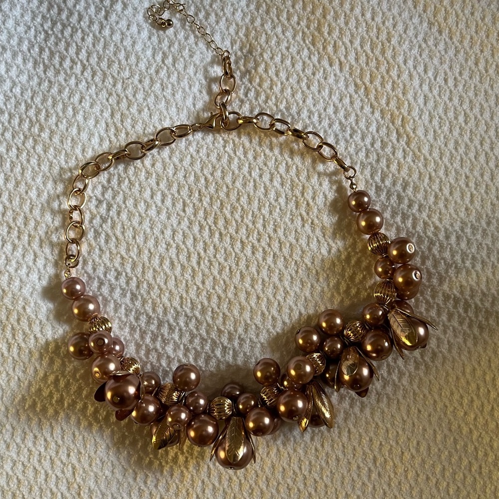 Statement Necklace, Purple Pink, Beads, Flowers